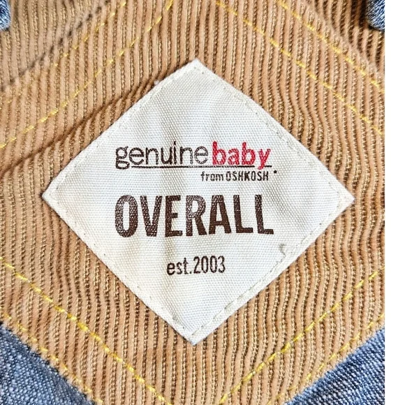 Denim Overalls 100% Cotton Genuine Baby by Oshkosh B'gosh Sz 9 Months Y2K - Picture 6 of 10